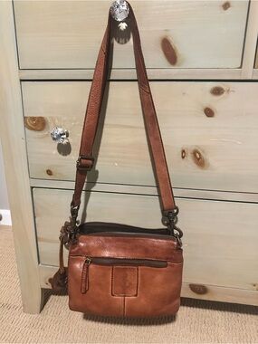 Harbour 2nd Cognac Brown Leather Crossbody Bag Anchor Charm